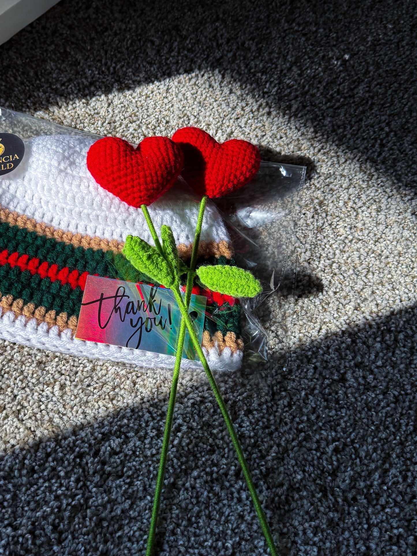 Crochet heart flower bouquet 4 pieces